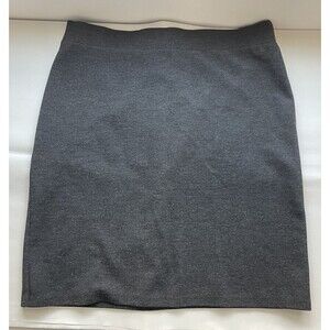 J Jill Pointe Knit Gray Cotton Skirt Stretch Easy Pull On Size Large Office